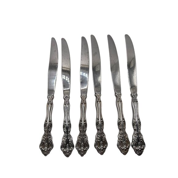 Set Of 6 Oneida Silver Michelangelo Stainless Steel Butter Knives Floral Pattern - Picture 3 of 3